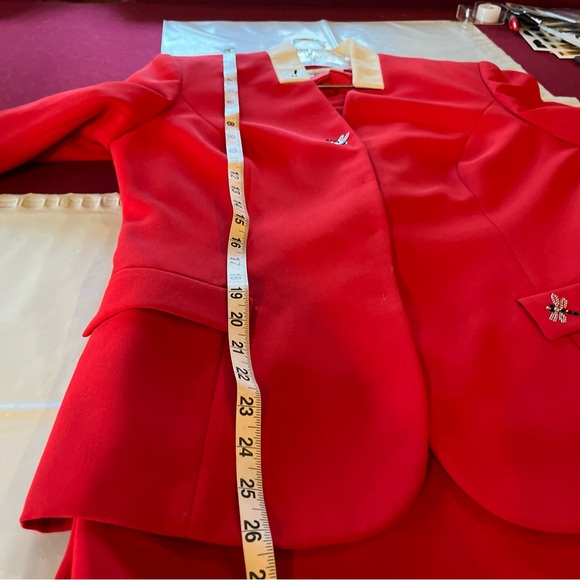 John Meyer of Norwich RED Dragonfly Blazer Skirt SET Business Suit Women’s Sz 12 - Picture 8 of 16